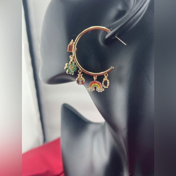 SUGARFIX by BaubleBar Lucky Charm Hoop Earrings – Fun & Colorful! - Picture 4 of 8
